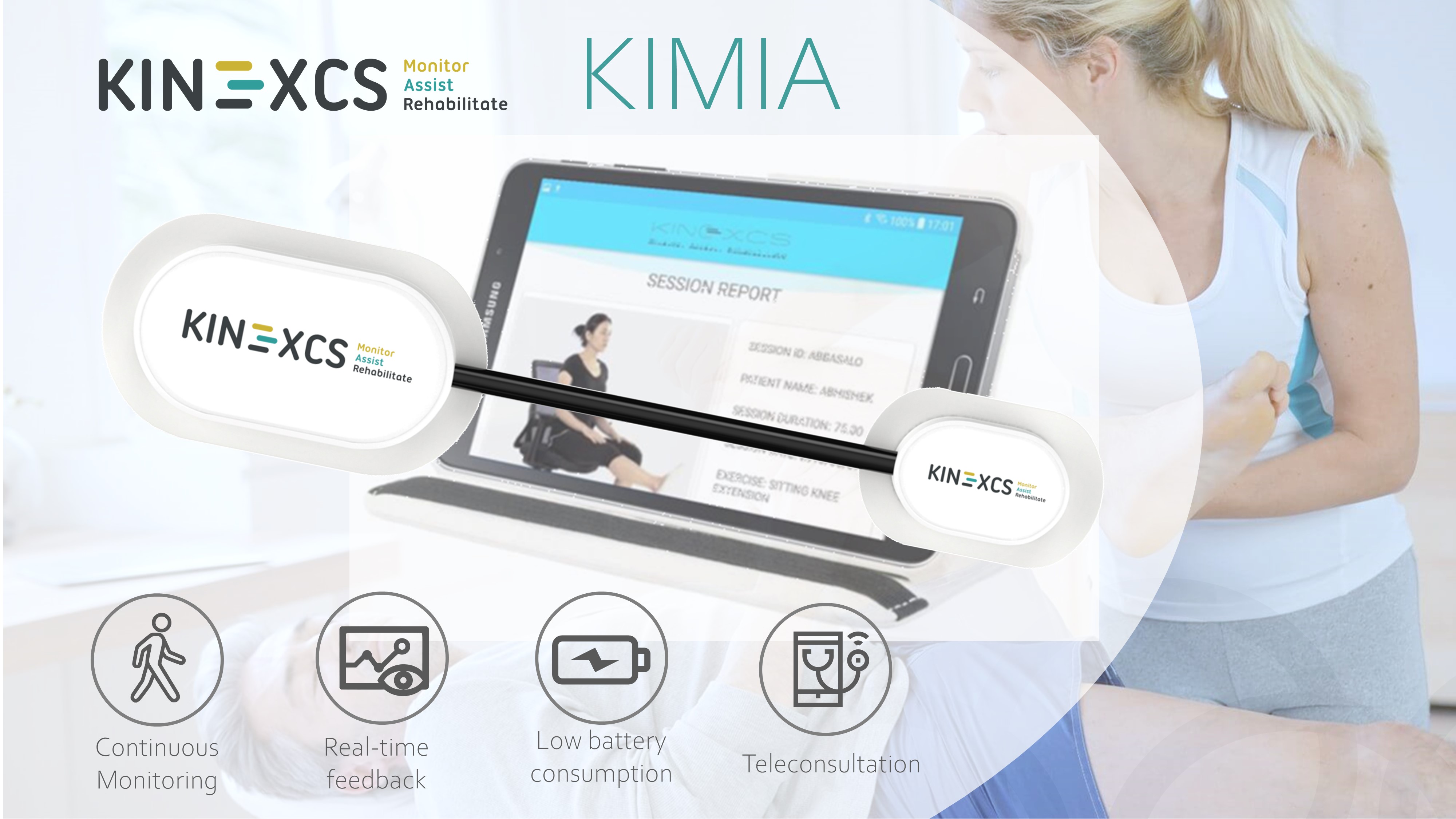 An image with a caption of: KIMIA - A system of a wearable sensor and complementary app