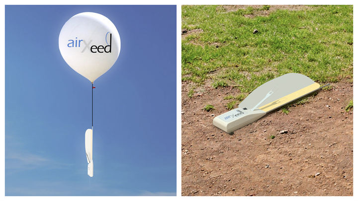 An image with a caption of: airXeed radiosonde makes global weather prediction via weather balloons more sustainable.