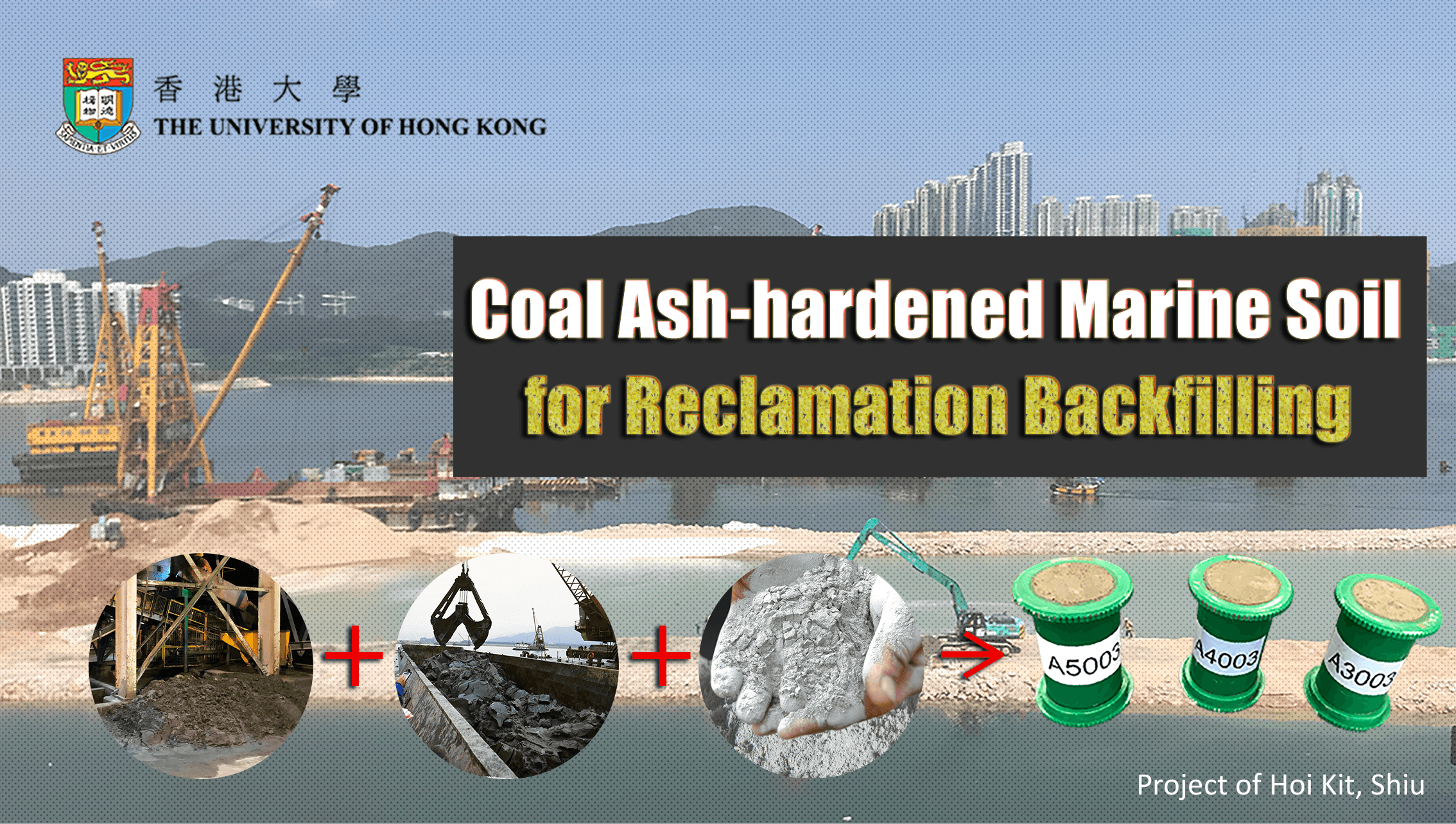 An image with a caption of: Coal Ash-hardened Marine Soil is a new geomaterial to replace the costly sand in reclamation works.